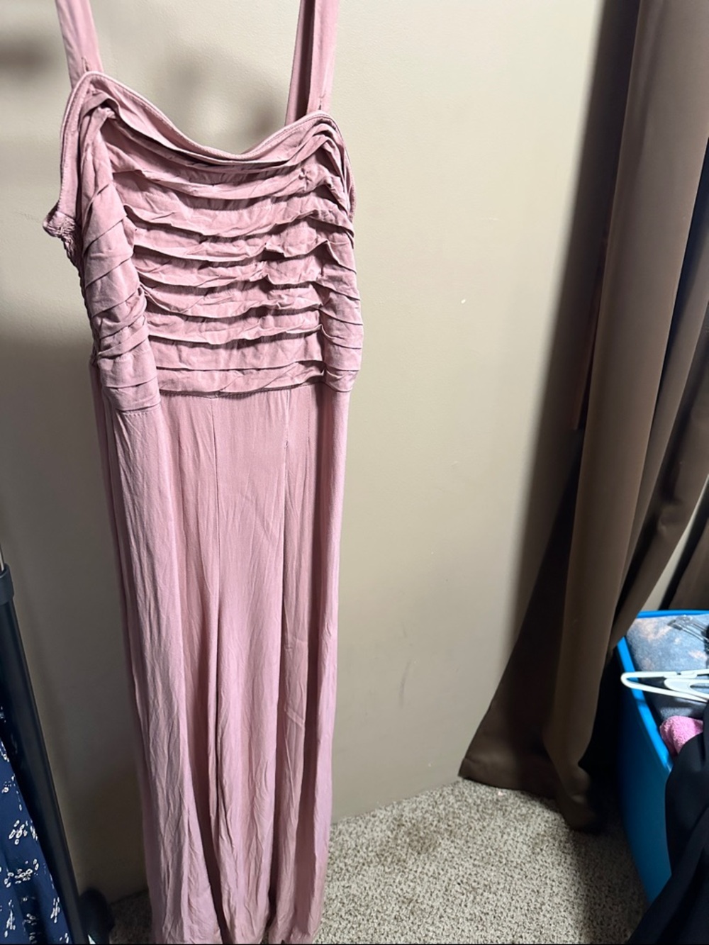 Eyeshadow Mauve Pink Ruffle Bodice Maxi Dress